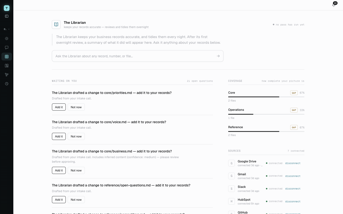 Tend connected tools interface